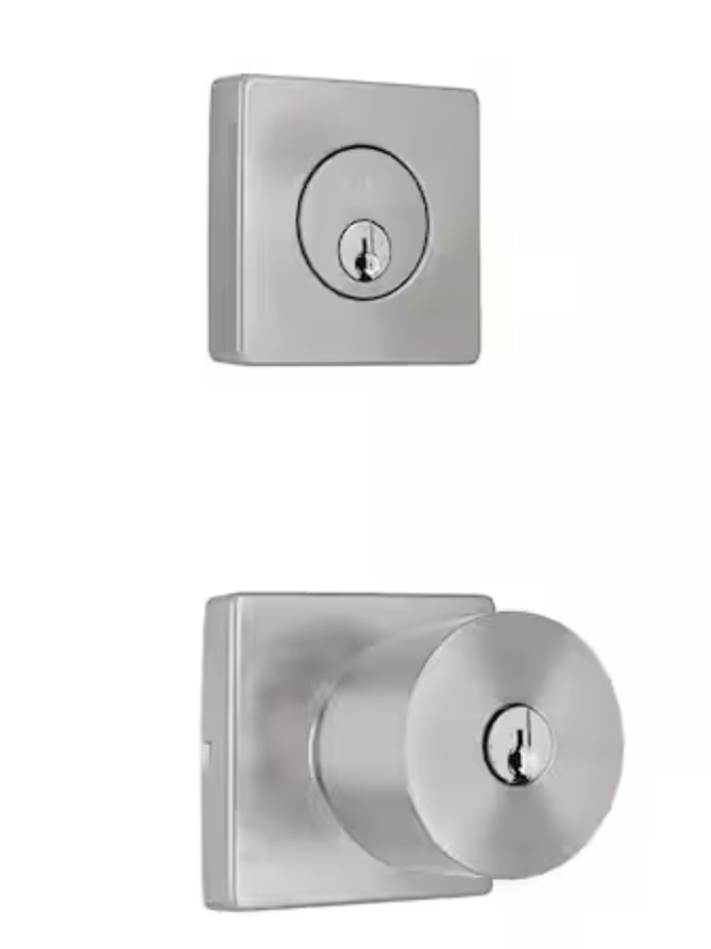 Ridgeway Satin Nickel Single Cylinder Door Knob with Square Rose BVX2D21SJYBVAXJ